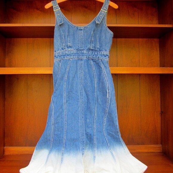 Amanda Uprichard Dresses & Skirts - Amanda Uprichard denim dress buckle shoulder adjustable SMALL NWOT *defect flare